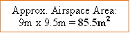 Approx. Airspace Area: 9m x 9.5m = 85.5m2