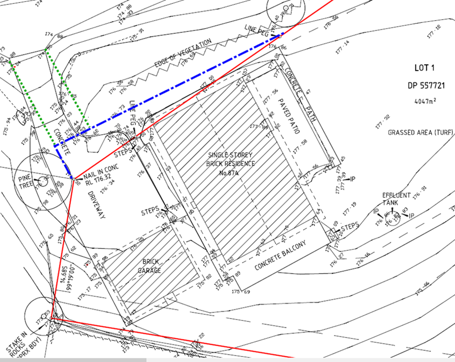 Survey map showing section of road reserve that would be closed and sold to adjoining land owner