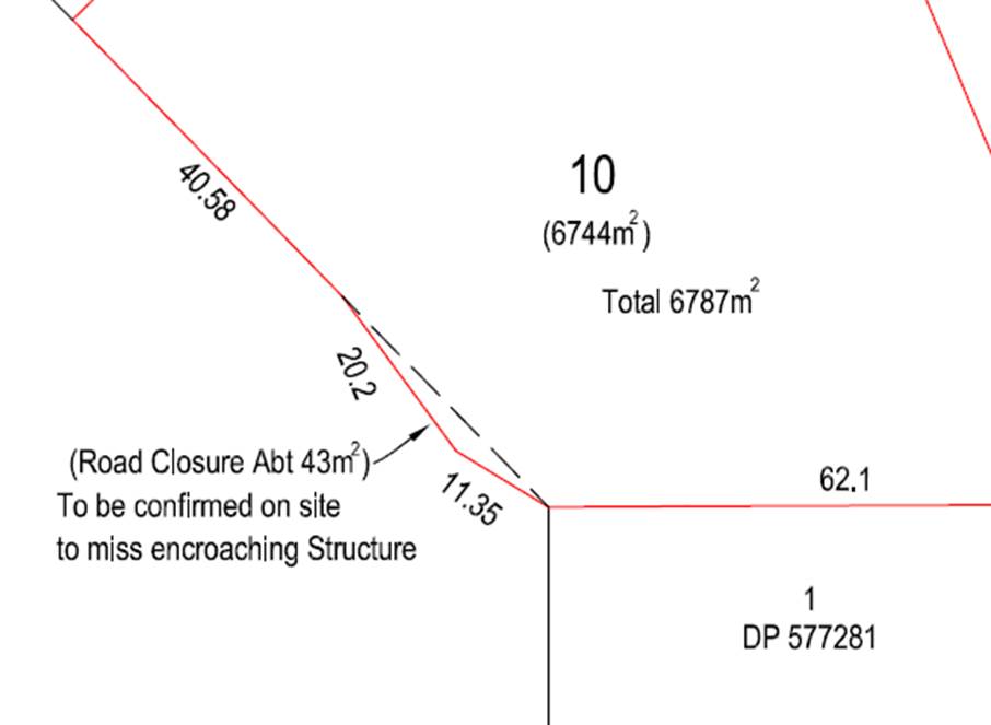 Map showing section of road reserve to be closed