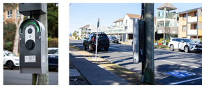 Images of pole mounted Electric Vehicle chargers