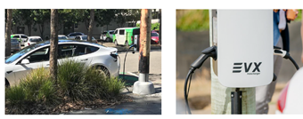 Images of pole mounted Electric Vehicle chargers