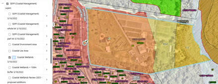 A screenshot of the Coastal Wetlands map extract