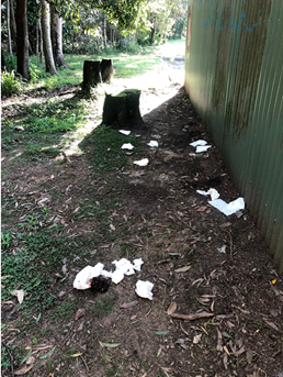 Scattered rubbish in public space from van-lifers